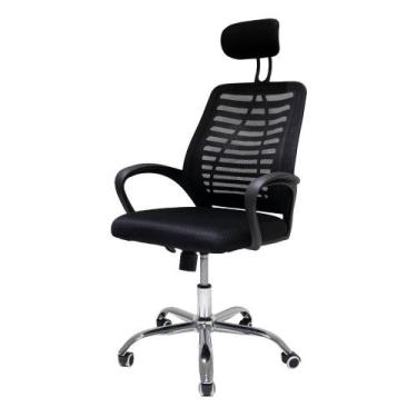 Imagem de Cadeira De Escritório Presidente Ribs com Apoio de Cabeça Preta - Cade
