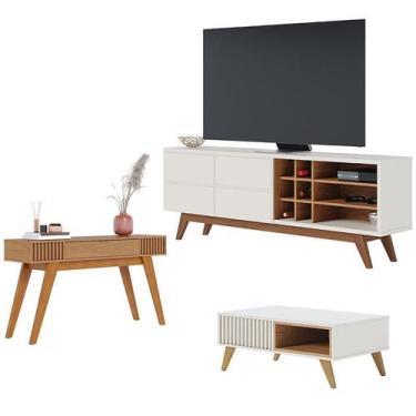 Imagem de Rack Bancada Noronha 1.8 com Mesa de Centro Jeri Off White Matte Freij