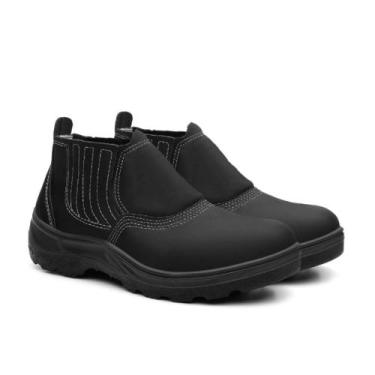 Imagem de Botina Couro Vaqueta Bico PVC Sem Cadarço CA44450 Trabalho - Bota Bras