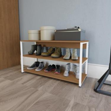 Imagem de Armário sapateira quarto industrial li020 com 2 prateleiras canela e p