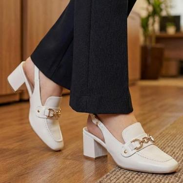 Imagem de Sapato Feminino Mule Loafer Salto Bloco Grosso Confortável - LAZZLU, O