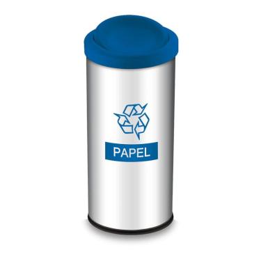 Imagem de Lixeira Com Tampa Basculante Brinox Decorline Para Coleta Seletiva Papel 40,5 Litros Aço Inox