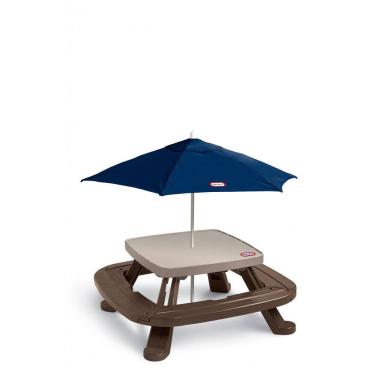 Imagem de Mesa de Picnic Dobrável com Guarda Chuva para até 8 Crianças, LITTLE TIKES 632433M, Marrom