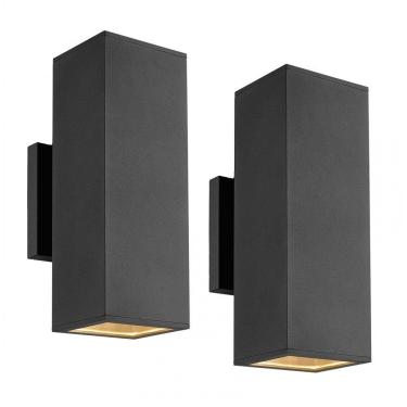 Imagem de Arandela Luminária Moderna Externa de Parede à prova dágua Base E27, 2 Unidades, HARRIET, Preto