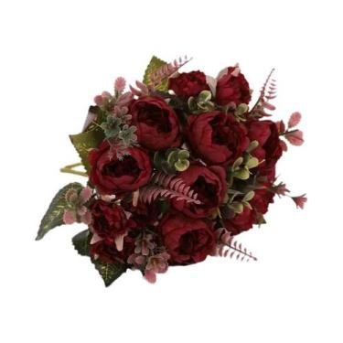 Imagem de Flor Artificial Rosa Peônia Ronghua Para Decoração De Casa E Casamento