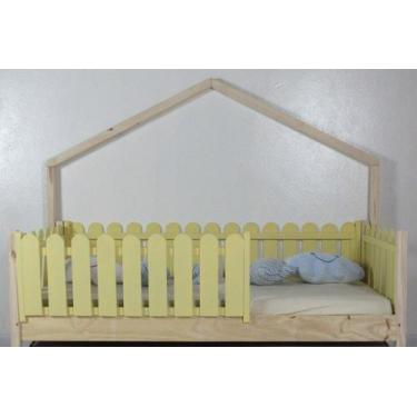 Imagem de Cama Montessoriana Solteirão Base Moldura Colorida Madeira Maciça Pinu