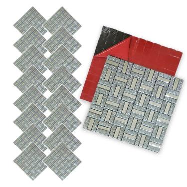 Imagem de Pastilha De Vidro Adesiva Kit 16 Uni Parede Cozinha Lavabo Banheiro Sala Decorativa Moderna Requintado Facil Aplicacao