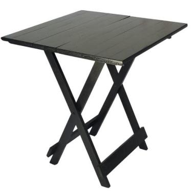 Imagem de Mesa Dobrável 70x70 Retrátil De Madeira Preto - 4I Móveis e Madeira