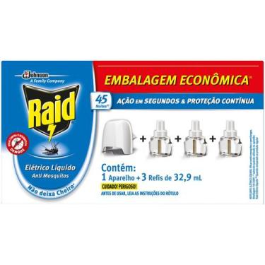 Imagem de Repelente Elétrico Raid Tomada Líquido 45 Noite 3 Refis