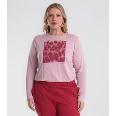 Imagem de Blusa Manga Longa Estampa Plus Size Secret Glam Rosa, Plus G2, Rosa