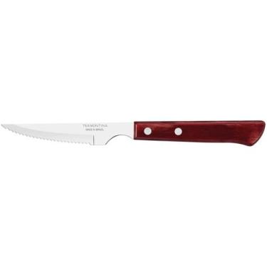 Imagem de Faca Churrasco Tramon. Inox Cabo Madeira Polywood Vermelho4" - Tramont