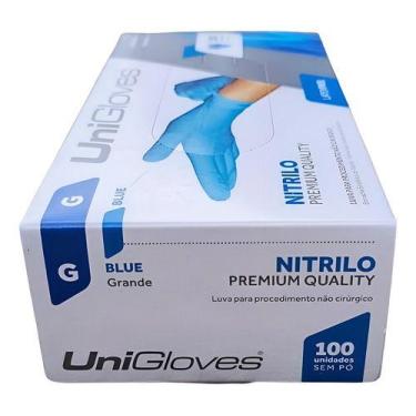 Imagem de Luva Descartável Nitrílica Azul Blue Sem Pó Unigloves, Azul, G