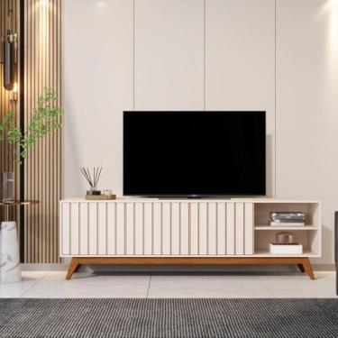 Imagem de Rack para TV até 75 Polegadas MDF 180cm Pés em Madeira Maciça Puxador 