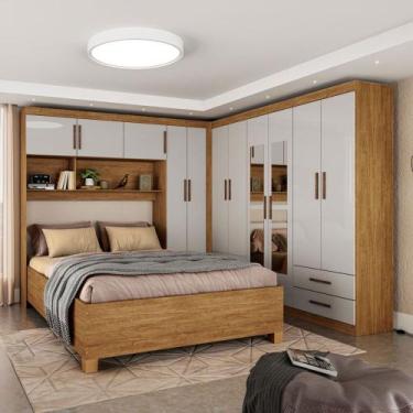 Imagem de Guarda-Roupa Casal Modulado com Cama Amazzonite 11 Portas 6 Gavetas co