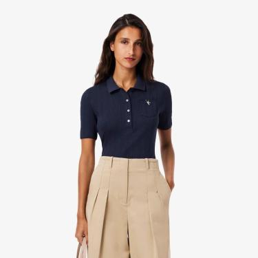 Imagem de Camisa Polo Lacoste Pointelle L.12.D com Marca Slim Fit Feminina-Feminino