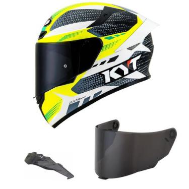 Imagem de Capacete KYT TT Course Gear Preto e Amarelo Mais Viseira Fumê e Spoile