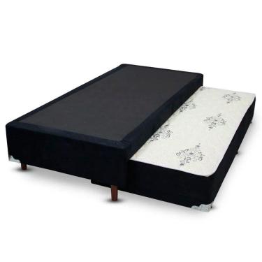 Imagem de Cama  Box Bicama  Auxiliar Solteiro  Suede Espuma 8cm 40x88x188 Preto
