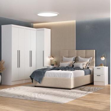 Imagem de Quarto Completo 5 Portas 2 Gavetas 5 Peças Viena Espresso Móveis Branco