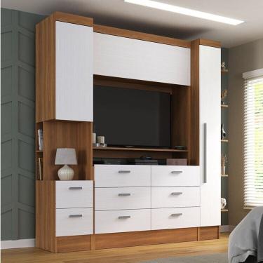 Imagem de Quarto Completo Viena 2 Portas 8 Gavetas 3 Peças Espresso Móveis Nogal/Branco