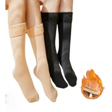 Imagem de 3 Meia Térmica Tubo 50cm Cano longo Peluciada Sem Adulto n 33a42 Fleec