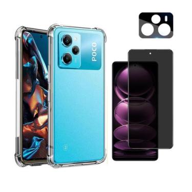Imagem de Capa + Película Privacidade + Lente Câmera Compatível Com Poco X5 Pro 