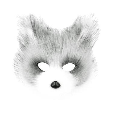 Imagem de Máscara De Raposa De Pelúcia Falsa Para Fantasia De Gato, Acessório Pa