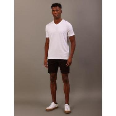 Imagem de Camiseta Masculina de Algodão Essentials Estampa Logo Lateral Gola v Calvin Klein Jeans - Branco-Masculino