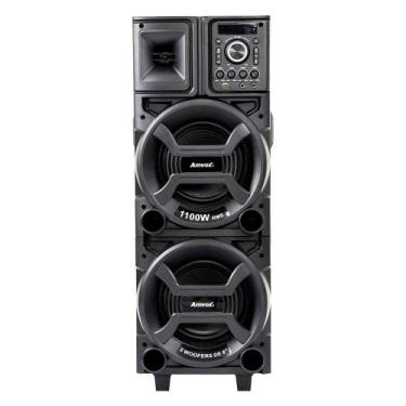 Imagem de Caixa de Som Amplificada ACA 1101 Black Duplo 8  AUX/USB/CARD, Bluetoo