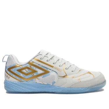 Imagem de Chuteira Futsal Umbro Pro 5 Bump Kintsugi Azul/Dourado, Azul, 40