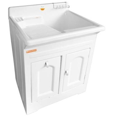 Imagem de Gabinete Tanque Lavanderia Lavar Roupas Calçados 50L Branco Área de Se