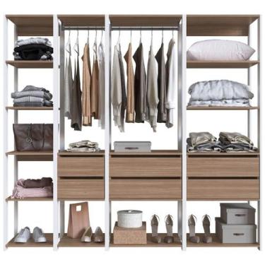 Imagem de Guarda Roupa Closet 4 Peças com 2 Cabideiros 6 Gavetas e 11 Nichos Eas