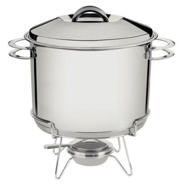 Imagem de Rechaud Tramontina Solar 7,8L Aço Inox Fundo Triplo com Fogareiro e Ta