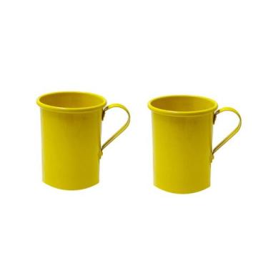 Imagem de Caneca de Aluminio Amarela Chopp Drink Cappucino Retro 2un - VULCAO