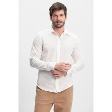 Imagem de Camisa Verano Linho Masculina Essendi P, G, Branco