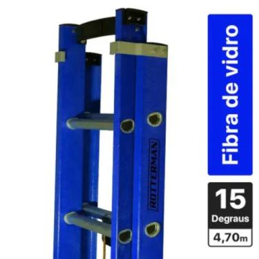 Imagem de Escada de fibra de vidro extensível 2,9 x 4,7 m 15 degraus - Premium -