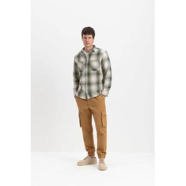 Imagem de Camisa masculina em flanela overshirt essendi -G, M, Verde médio
