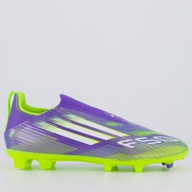 Imagem de Chuteira Adidas F50 League LL FG/MG Campo Juvenil Roxo e Verde, 31