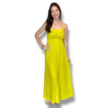 Imagem de Vestido super midi de alca com linho my favorite, PP, Verde lima