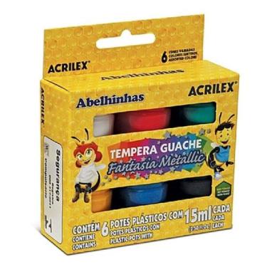 Imagem de Tinta Tempera Guache 15ml 6 Unidades Fantasia Metálica Acrilex Tinta T
