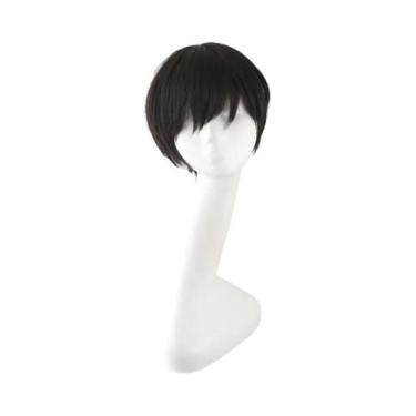 Imagem de Peruca De Cosplay Anime Unissex Preta, Curta E Em Camadas, Cabelo Sint