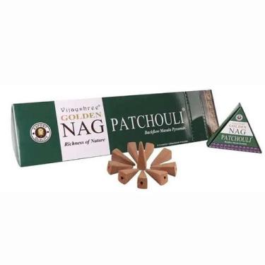 Imagem de Incenso Cascata Indiano Pirâmide Golden Nag Patchouli Cone - Energia d