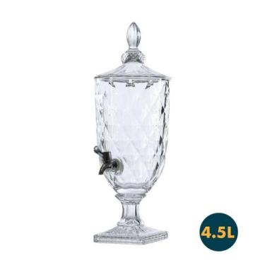 Imagem de Suqueira De Vidro Transparente Cristal Eventos Torneira 4,5l - Cadeira