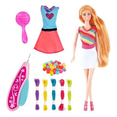 Imagem de Kit de Miçangas com boneca e acessórios Dm Toys DMT6611