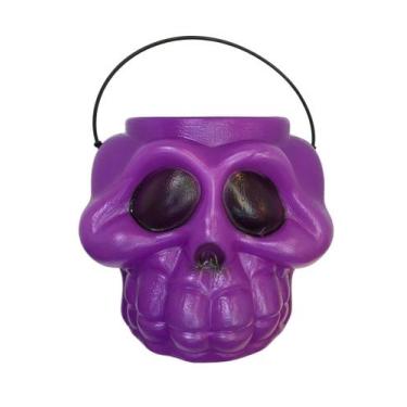 Imagem de Balde HALLOWEEN  Caveira ROXA - 19x 14,5 cm - Tango Fantasias