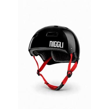 Imagem de Capacete preto fita vermelha pro brilho niggli, PP