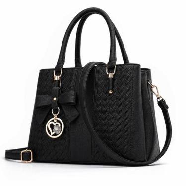 Imagem de Bolsa Feminina Tote Resistente Média Ombro Transversal - Carrken, Pret