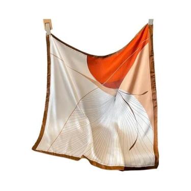 Imagem de Lenço Quadrado De Seda Feminino 70x70CM Com Estampa Floral De Caju, Lu