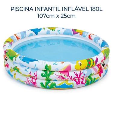 Imagem de Piscina Inflável VariTudo Infantil 180L Redonda 107cm Fácil de Montar 