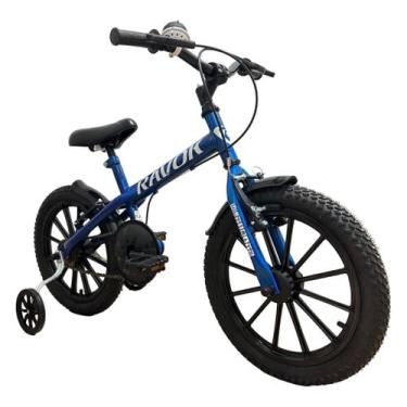 Imagem de Bicicleta Infantil Aro 16 Ravok com Rodinhas, Azul metálico