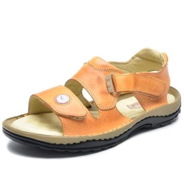 Imagem de Sandalia Conforto Masculina Couro Macia Palmilha Gel-Masculino